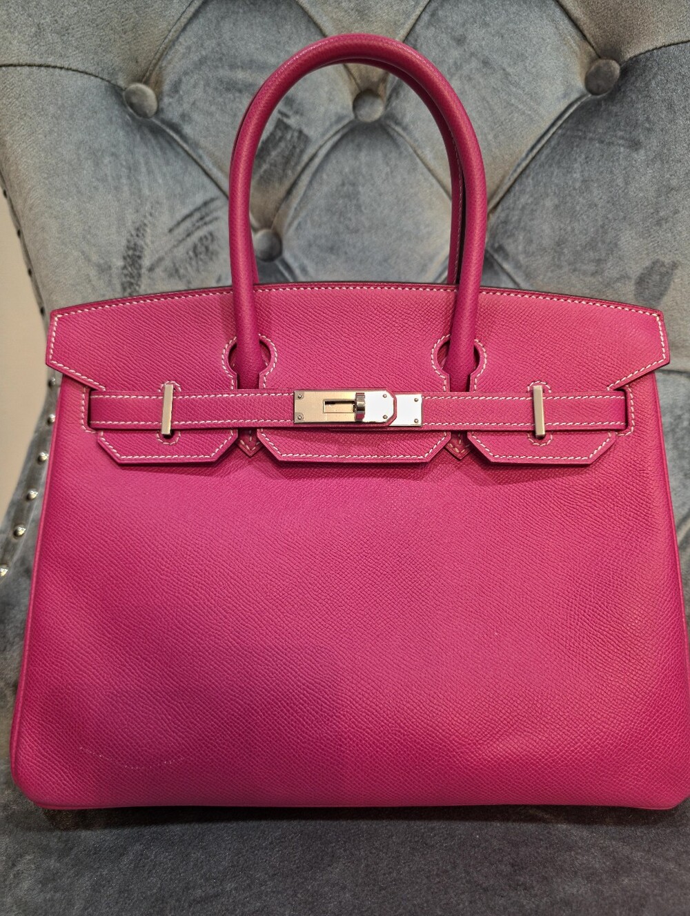 Authentic Hermes Birkin B30 hss Rose Tyrien /BORDEAUX EPSOM phw